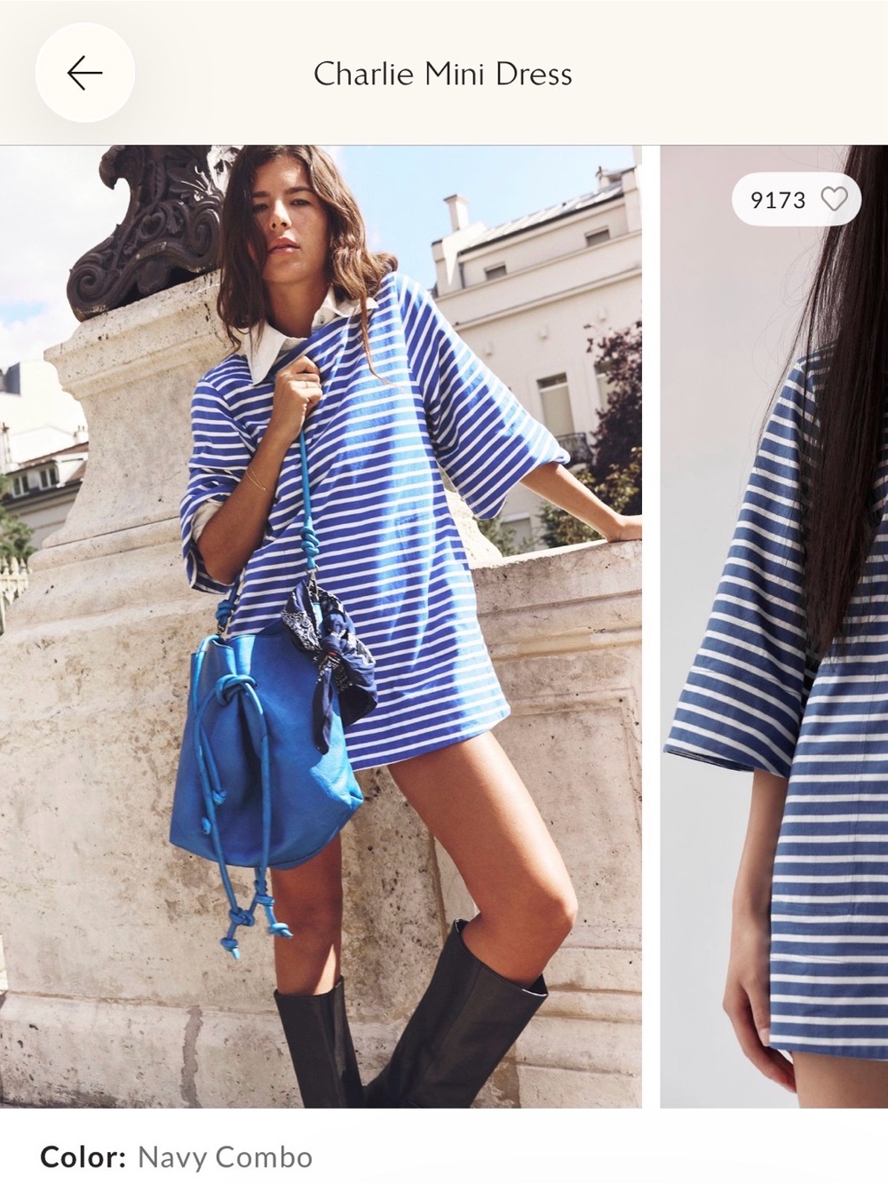 Free People Navy/Cobalt Stripe Charlie Mini Dress